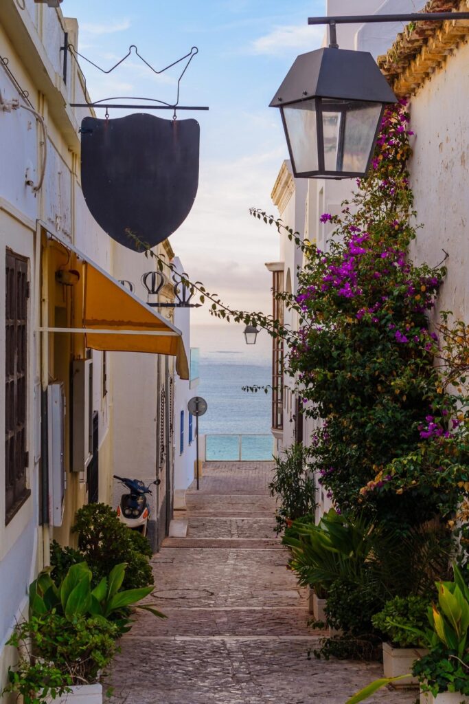 Albufeira Old Town Cobble stone alley in Albufeira