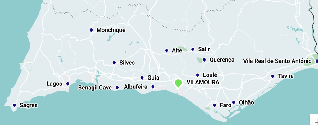 Vilamoura Jeep Safari Sunset Algarve map
